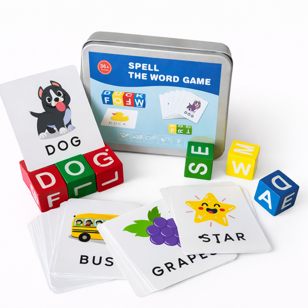 Kids Spell The Word Game – Educational Spelling Learning Toy with Flash Cards (36+ Months)