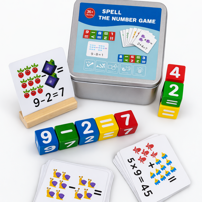 Spell The Number Game – Kids Math Learning Toy with Flash Cards & Dice (3+ Years)